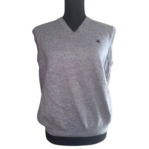 Brooks Brothers 356 Gray V-Neck Sweater Vest 100% Merino Wool Womens XL Vest
